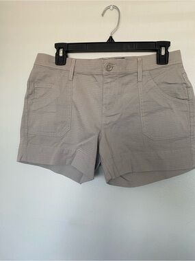 Calvin Klein Taupe Mid-Rise Cotton Blend Shorts